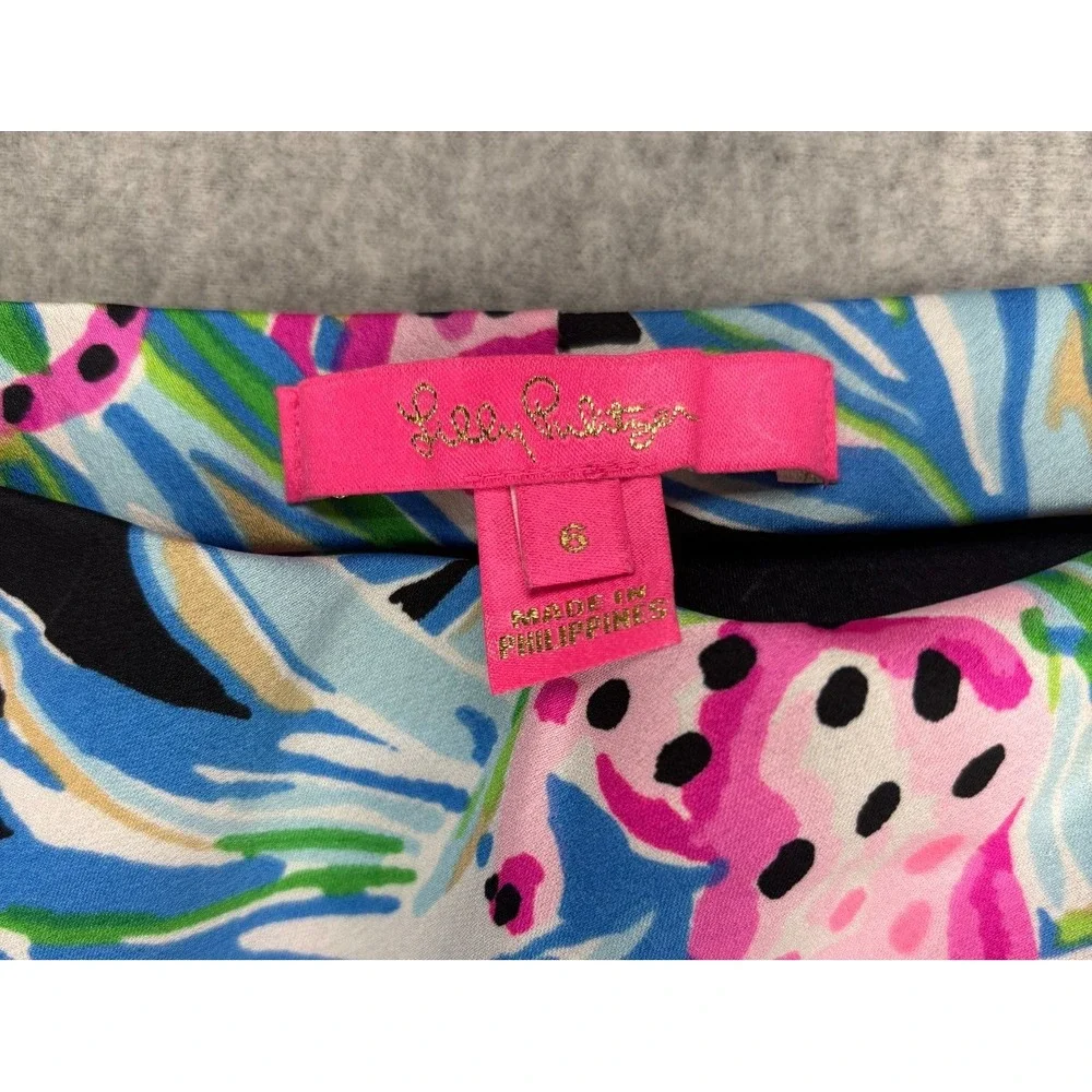 Lilly Pulitzer Black Tropical Leopard Print Elastic Waist Midi Skirt Sz 6 - Picture 2 of 7